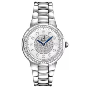 Đồng Hồ Bulova Chính Hãng Nữ 96R168 White Diamond-set Dial Stainless Steel Ladies Watch