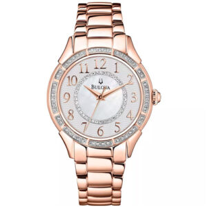 Đồng Hồ Bulova Chính Hãng Nữ 98L183 Crystals Rose Gold-Tone Ladies Watch