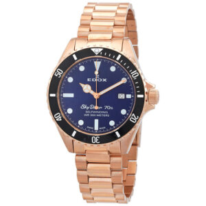 Đồng Hồ Edox Chính Hãng Nam Skydiver 70S Date Automatic Blue Dial Watch 80112-37RNM-BUI