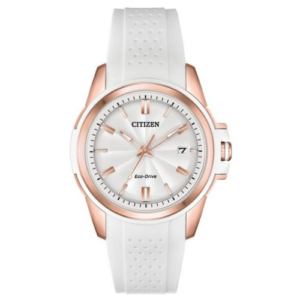 Đồng Hồ Citizen Chính Hãng Nữ FE6136-01A Eco-Drive Silver Dial White Silicone Ladies Watch