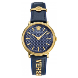 Đồng Hồ Versace Chính Hãng Nữ VE8101219 V-Circle Blue Leather Ladies Watch