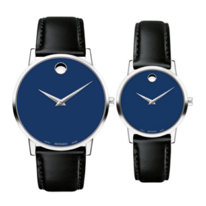 Đồng Hồ Movado Nam Nữ Chính Hãng 0607270 0607318 Museum Classic Blue Dial Black Leather Couple Watch